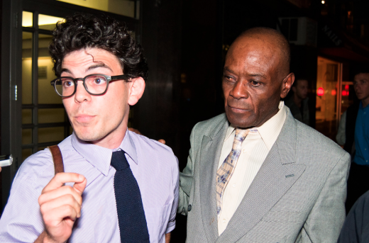 Lincoln Restler, left, with former Ridgewood Bushwick employee Cyril Joseph. Photos by Benjamin Lozovsky