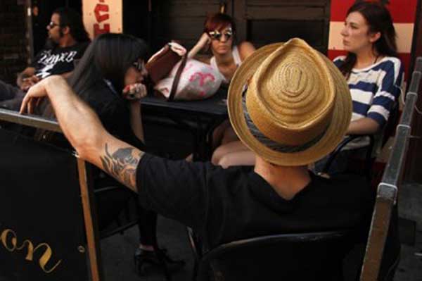 straw hat at bar