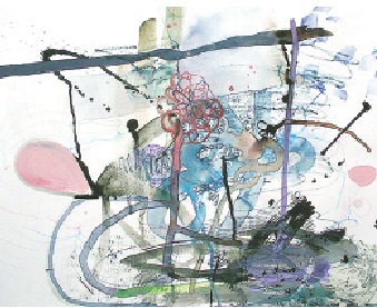 Jeanne Tremel’s “Ditmas07,” mixed media on paper.