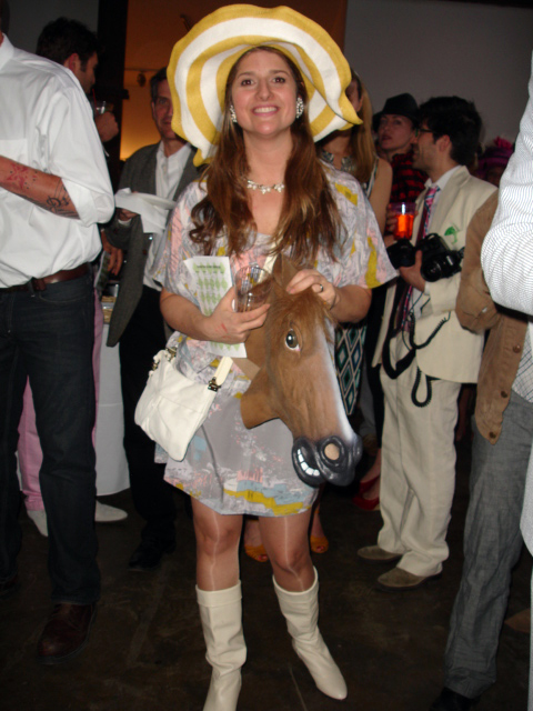 Artist Marci MacGuffie, and is that a race horse head hand bag?