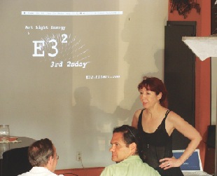 Griggs leading  E32 (“Energy Third Tuesday”), a salon in the East Village.   