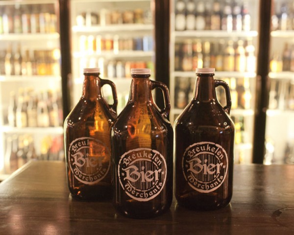 Bier Merchants growler jugs.  Photo by Benjamin Spell