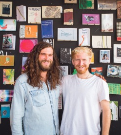 Matt Nelson (l) and Jacob Perkins, co-owners of free-of-cost reading room in Bushwick. 