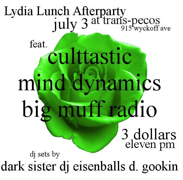 invite card lydia lunch after party at trans pecos