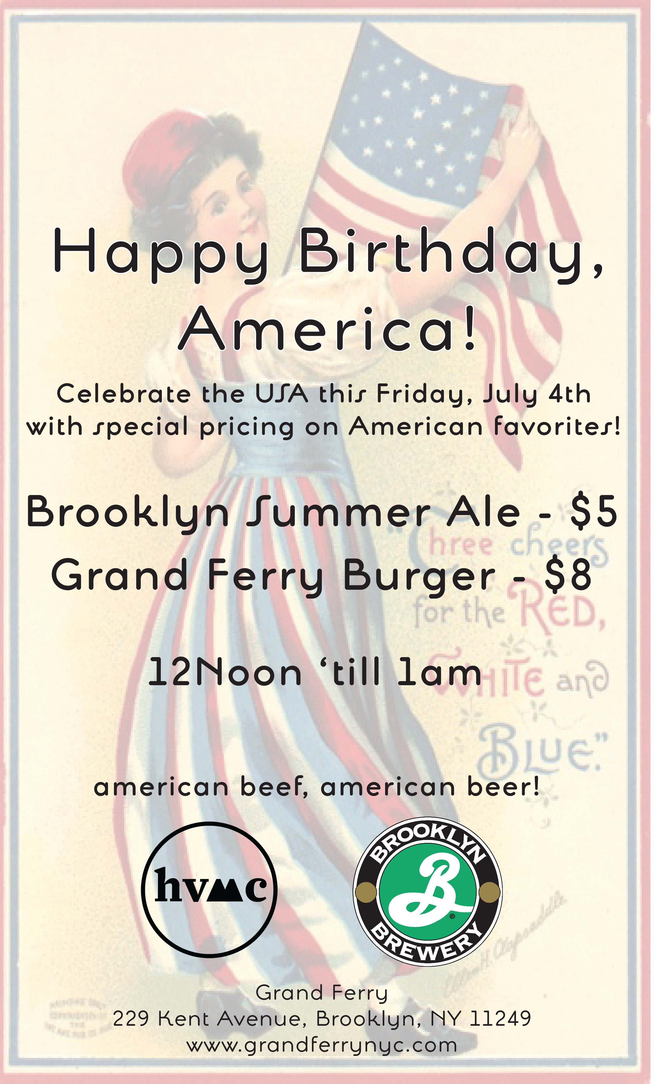 july 4th poster grand ferry restaurant williamsburg